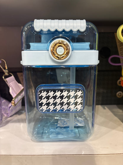 Camera-Style BPA Free Sipper Bottle 850ml with Coin Pouch & Crossbody Strap