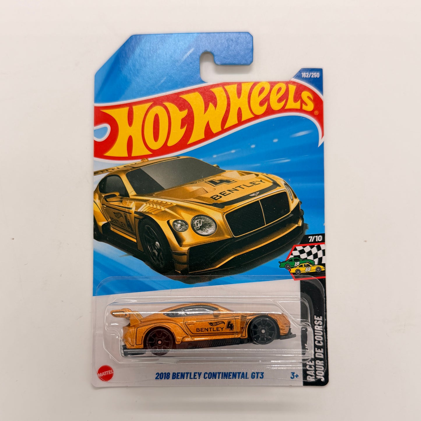 Hot Wheels 1:64 Die-Cast Set of 4 - Bentley Continental GT3, Porsche 911 Carrera Clip, T-Rex Transporter, RD-06