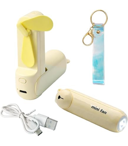 Mini Fan With Torch Keychain