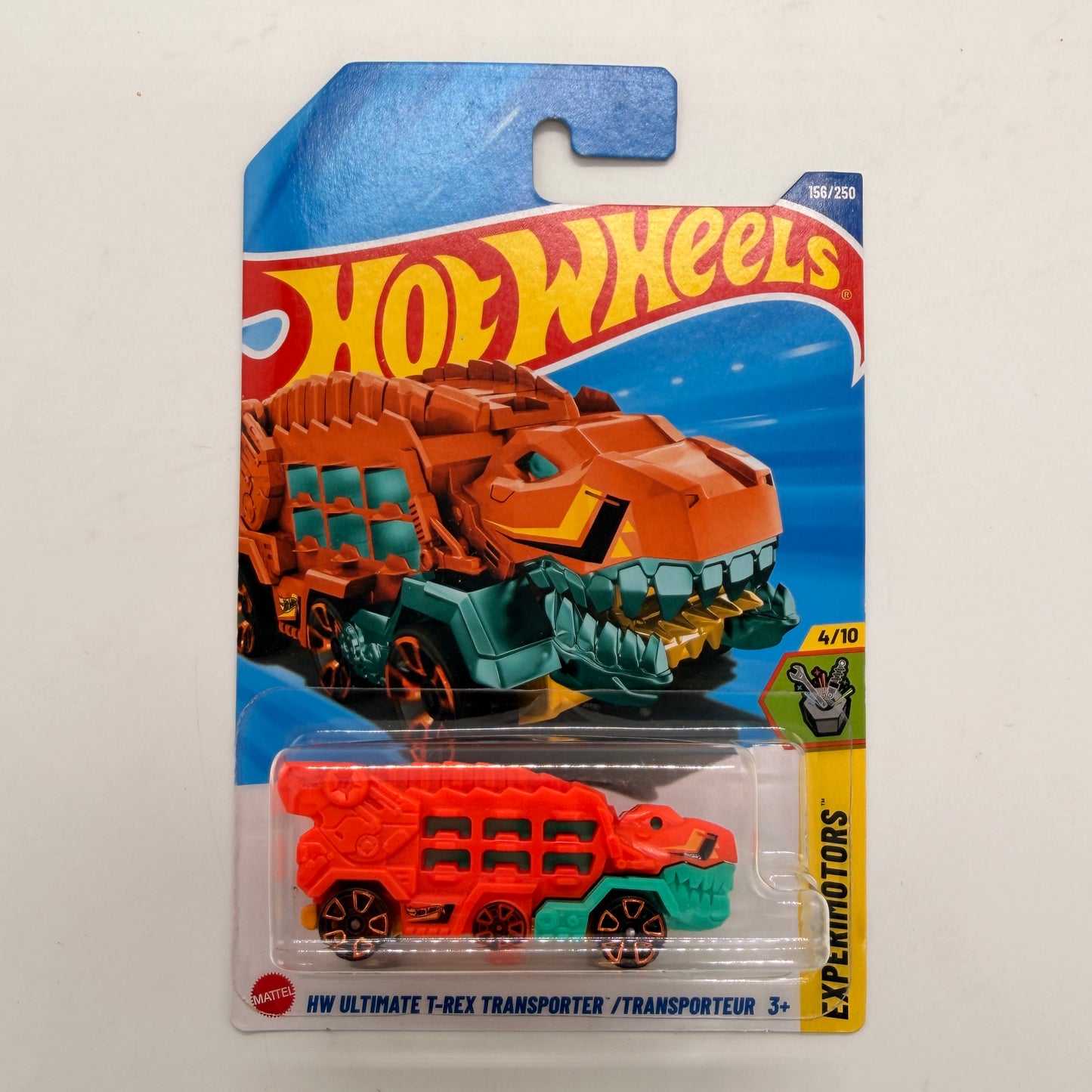 Hot Wheels 1:64 Die-Cast Set of 4 - Bentley Continental GT3, Porsche 911 Carrera Clip, T-Rex Transporter, RD-06
