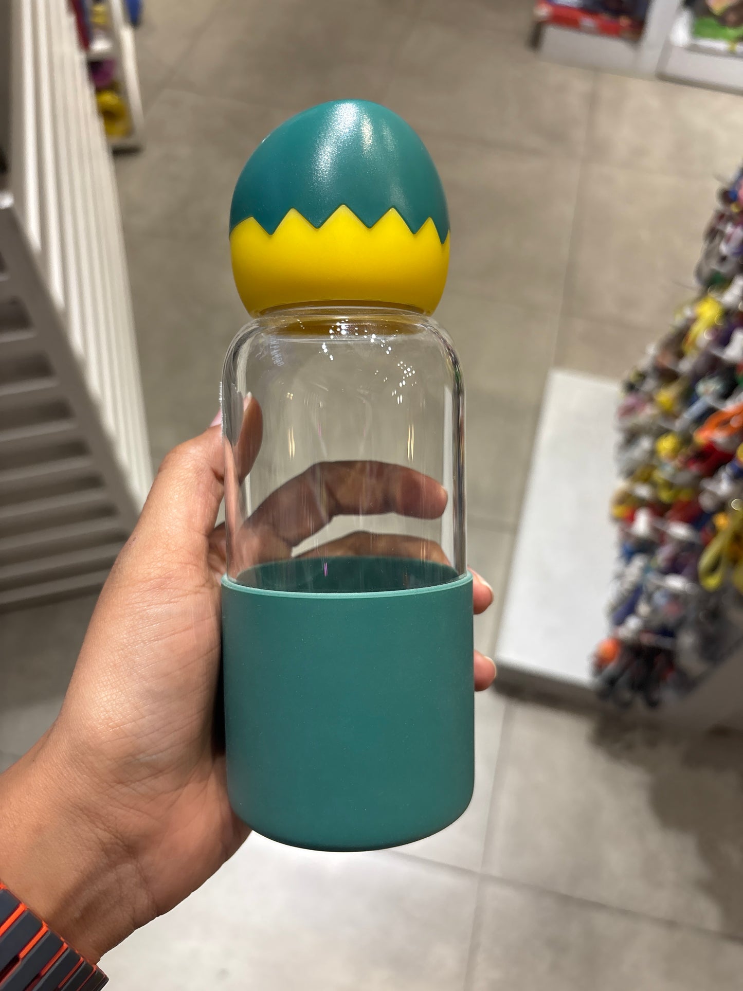 Egg Cap Glass Water Bottle 350ml