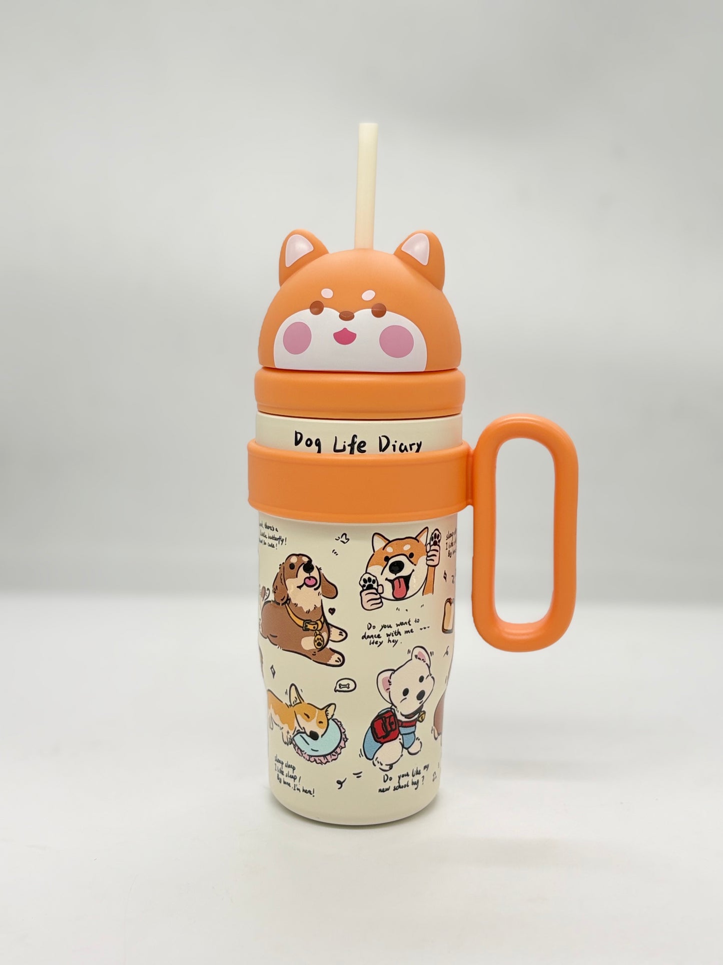 Cute Character 3D Lid Insulated Sipper Tumbler 800ml with Handle