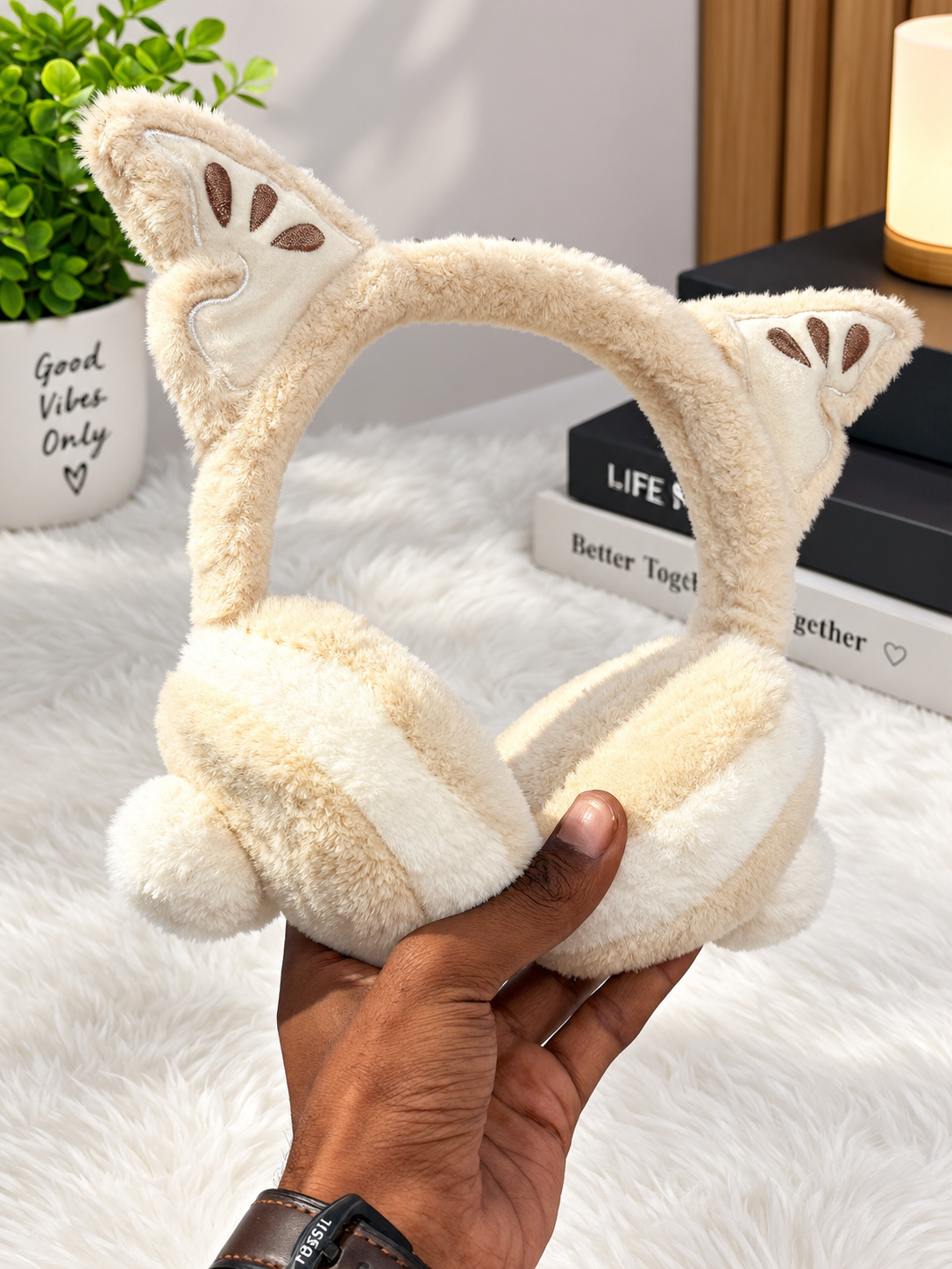 Cute Rabbit Folding Ear Muffs – Soft Plush Winter Wear