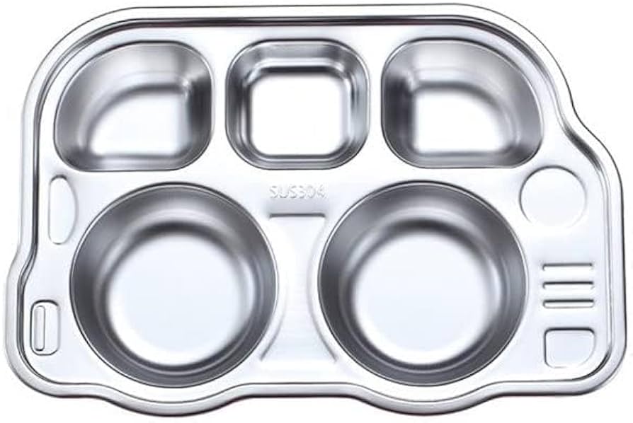 Bus Shaped Stainless Steel Divided Food Plate