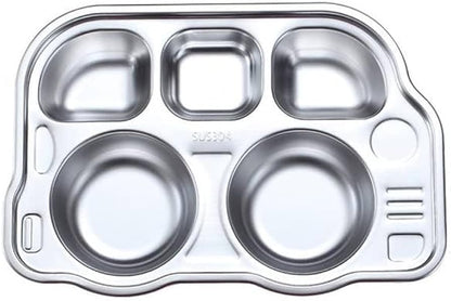 Bus Shaped Stainless Steel Divided Food Plate
