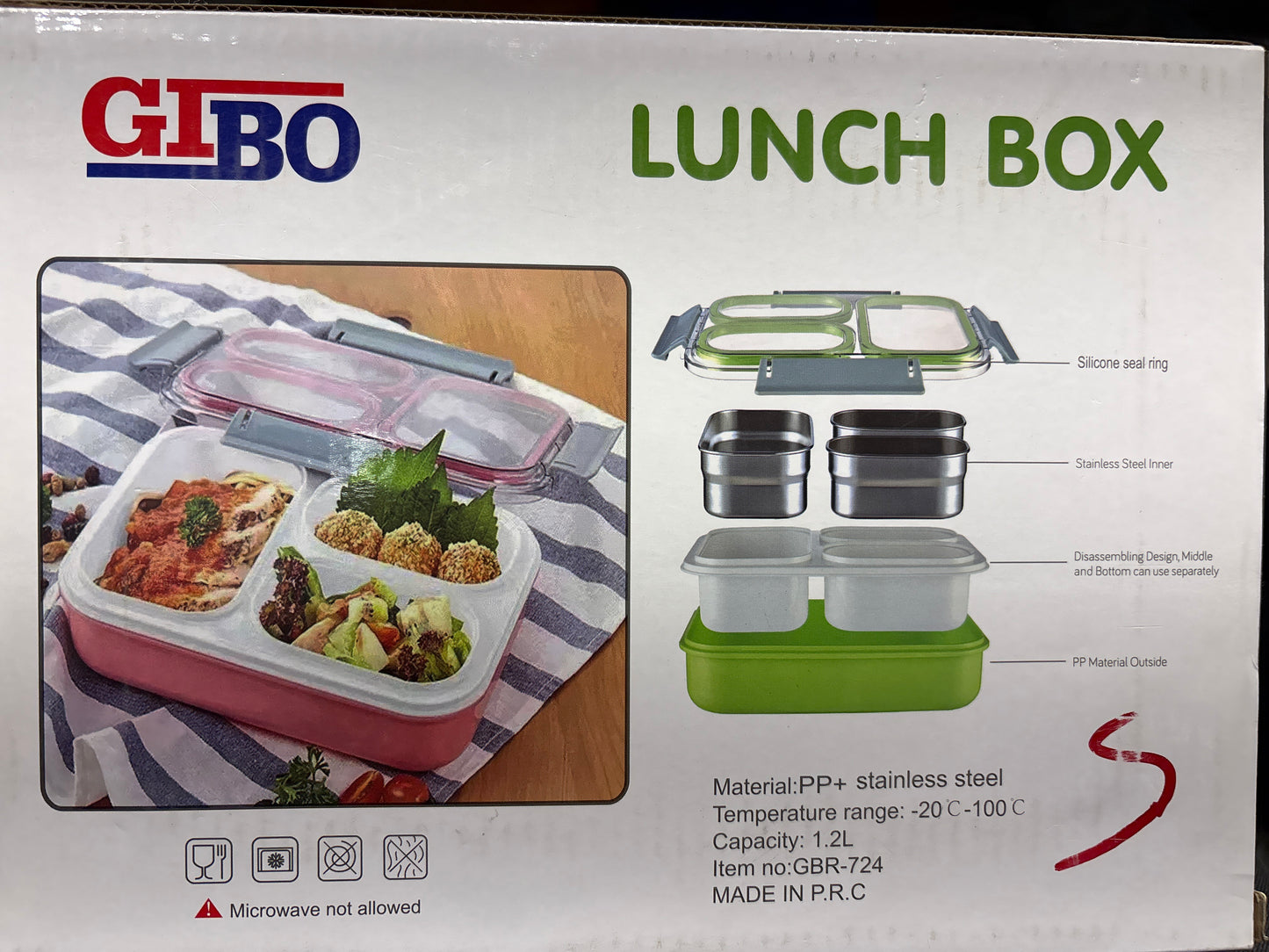 GBR 724 Lunch Box with 3 Compartments