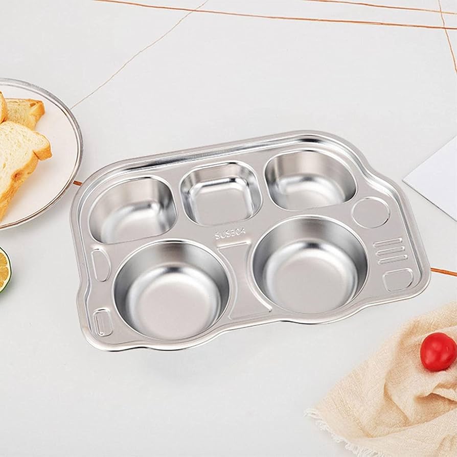 Bus Shaped Stainless Steel Divided Food Plate