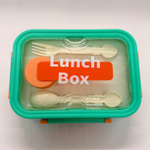 Transparent Lid Steel Lunch Box 600ml with Cutlery and Sauce Container