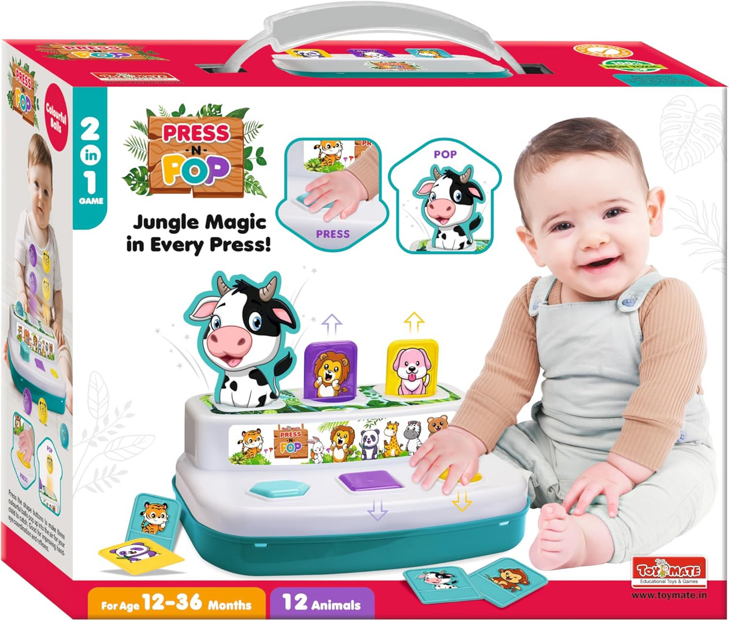 Toymate Press N Pop Jungle Magic 2-in-1 Learning Toy for Toddler