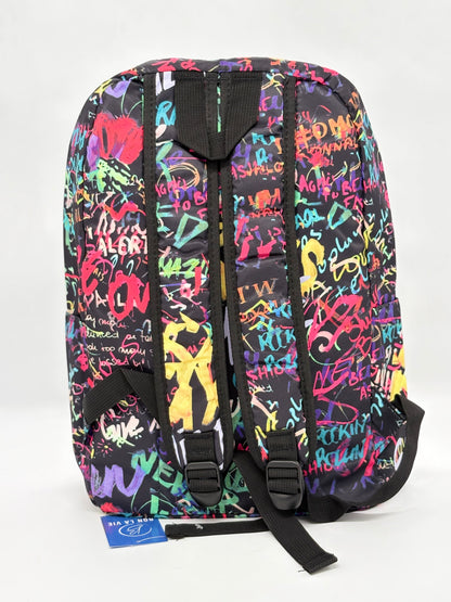 Hip-Hop Graffiti Print School Backpack