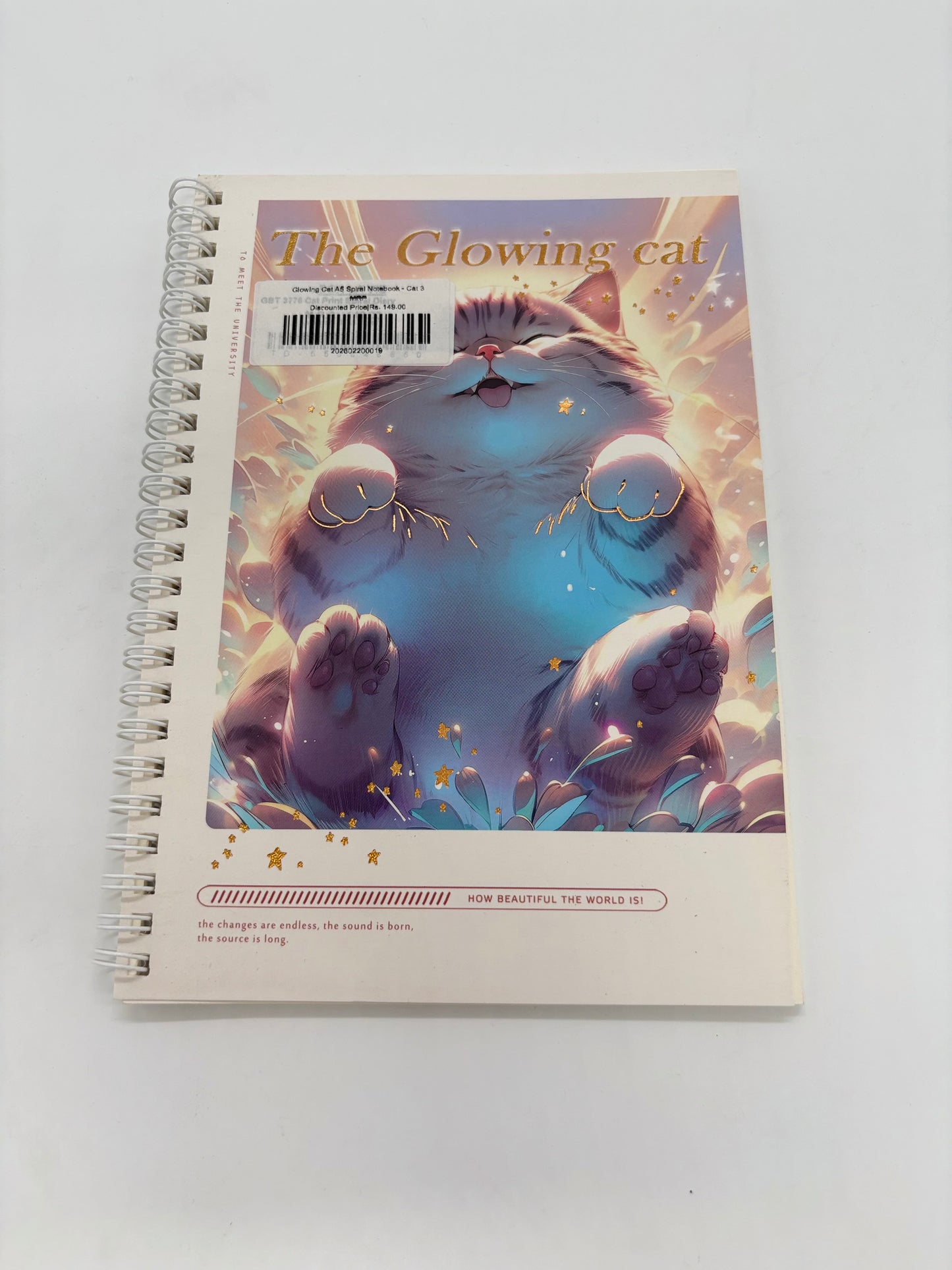 Glowing Cat A5 Spiral Notebook