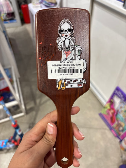 Fashion Girl Wooden Paddle Hair Brush