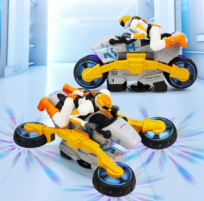 Futuristic Transforming Robot Motorcycle – 360° Deforming Stunt Bike with Lights and Music