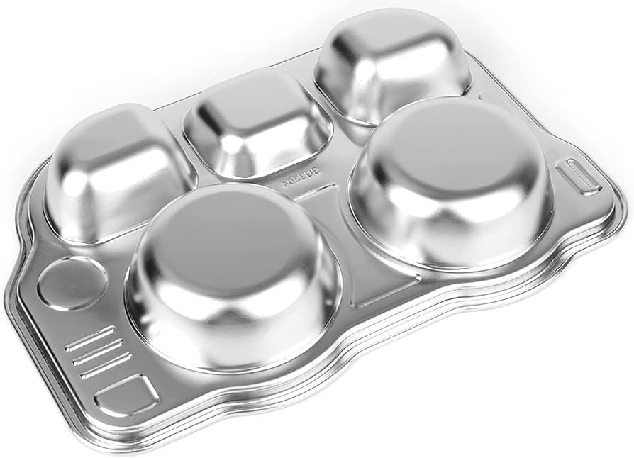 Bus Shaped Stainless Steel Divided Food Plate