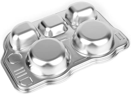 Bus Shaped Stainless Steel Divided Food Plate