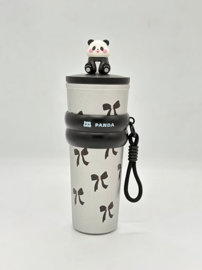 3D Panda Figure Insulated Travel Tumbler with Straw