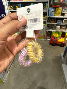 4 5cm Crystal Spiral Hair Tie 2 Pcs Yellow and Purple