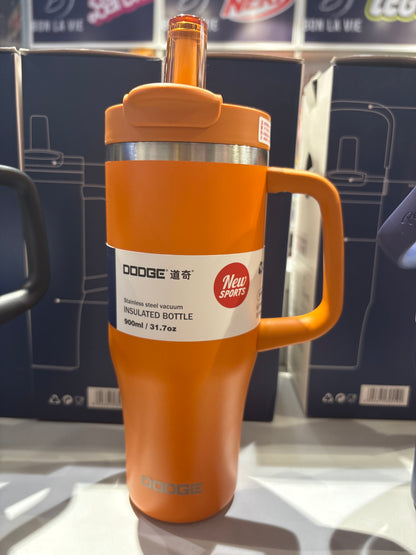 Dodge Premium Dual-Drink Insulated Mug with Straw, 900ml, 304 Stainless Steel, with Handle, Insulated Mug, Elephant Mug, Magnetic Straw Lid, Travel Mug