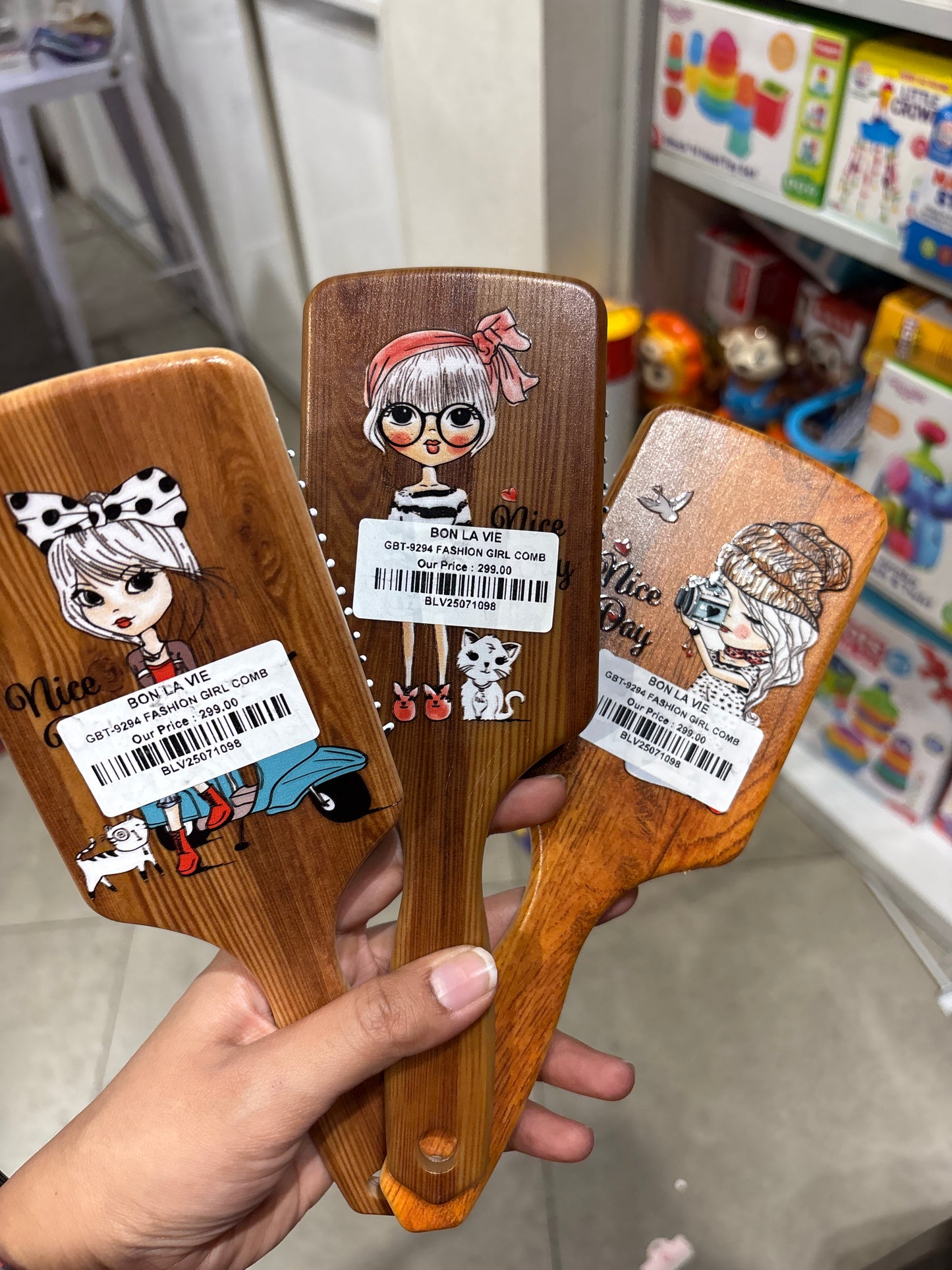 Fashion Girl Wooden Paddle Hair Brush