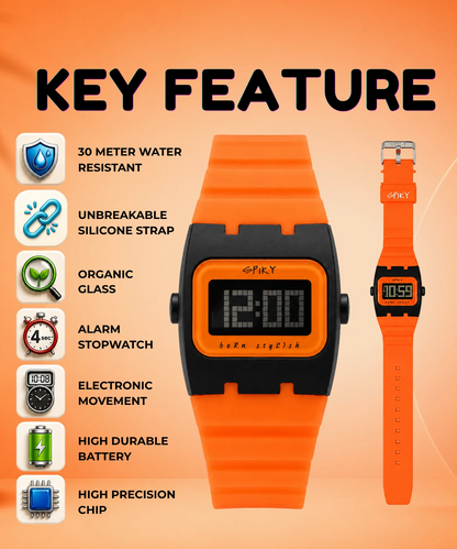 Spiky Spkeva61 Rectangle Digital Sports Watch for Kids
