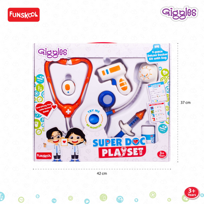 Giggles Super Doctor Playset (9 pcs Deluxe Doctor Kit with Bag)