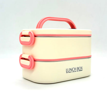 Two Layers Stainless Steel Lunch Box with Spoon
