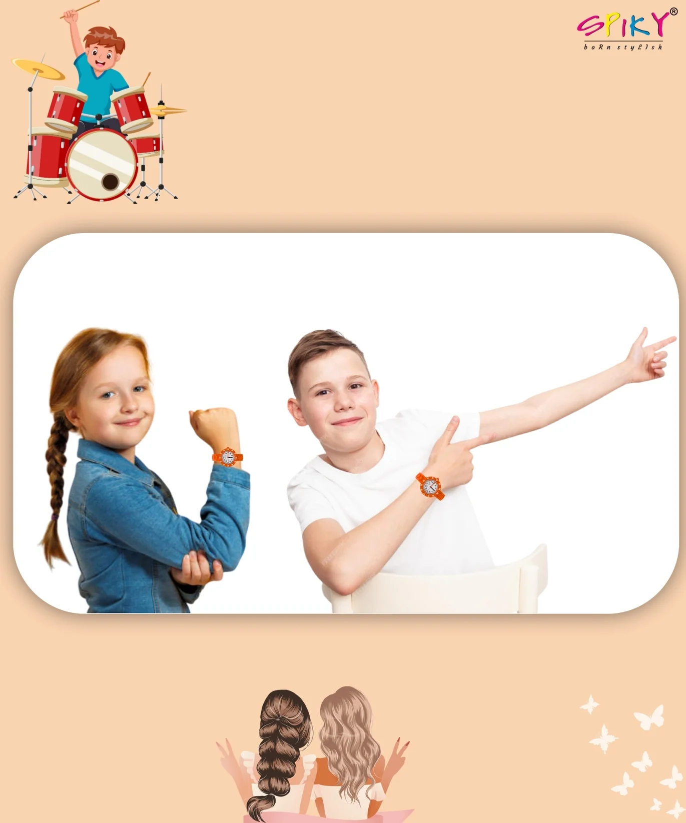 Spiky Kids Analog Watch Rotating Bezel and 30M Water Resistant