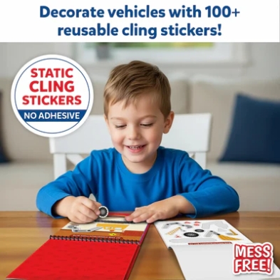 Skillmatics Reusable Stickers Book -Peelies Trucks, Cars & More !