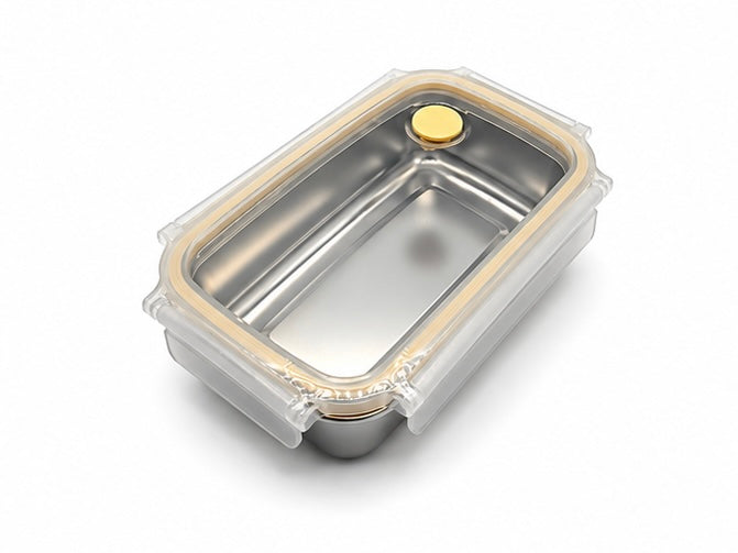 Stainless Steel Airtight Lunch Box with Clip Lock Lid 600ml