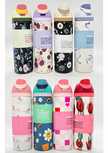 Floral Design Insulated Water Bottle – Dual-Sip Stainless Steel Bottle with Locking Lid 710 ml