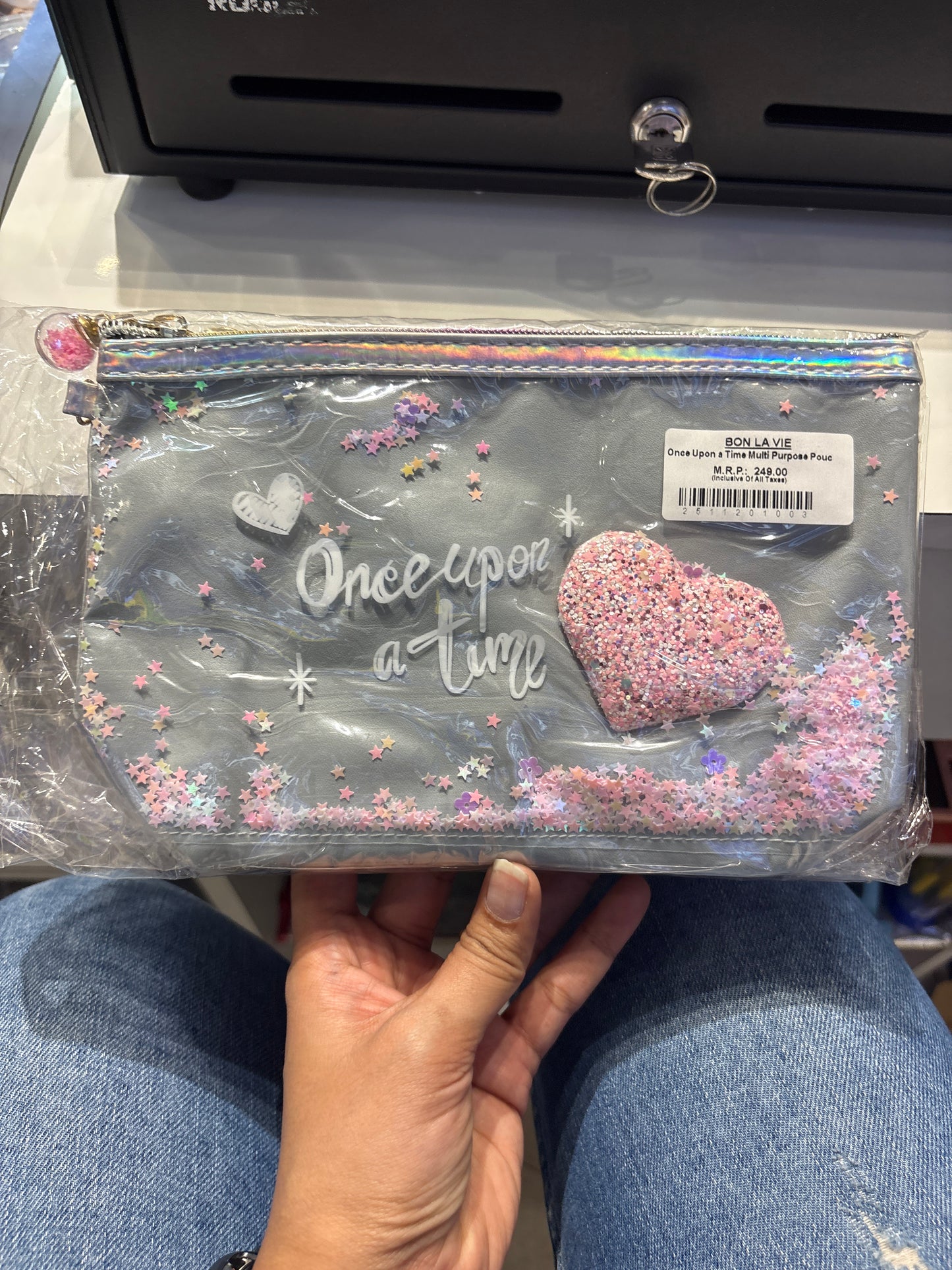 Once Upon a Time Glitter Heart Multi-Purpose Pouch for Girls