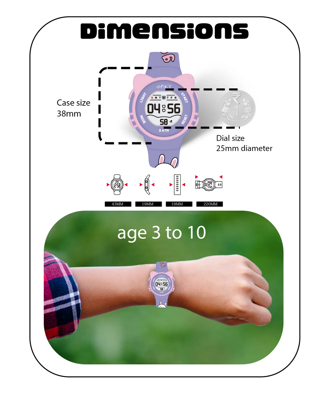 Spiky Spkeva17 Round Cat Shaped Digital Watch