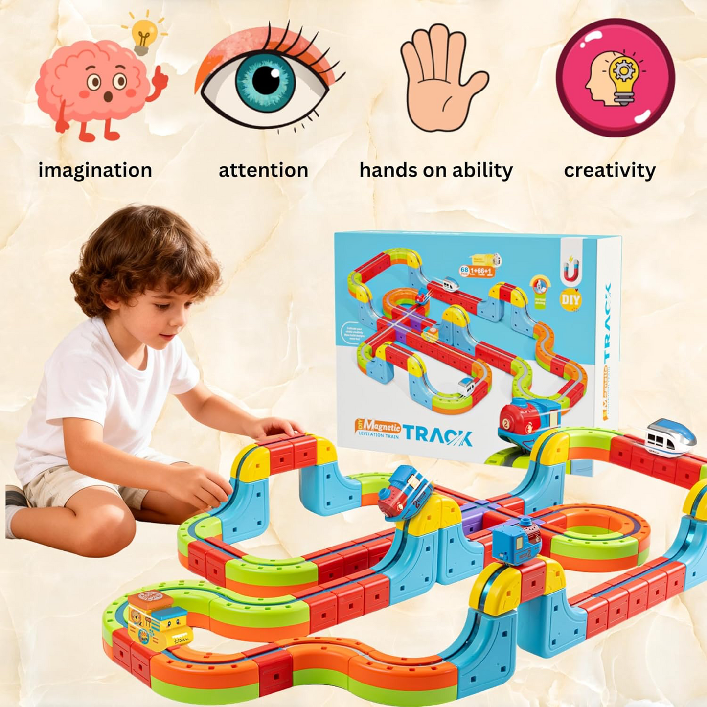 DIY Magnetic Levitation Train Track  Building Set, 141 Pcs