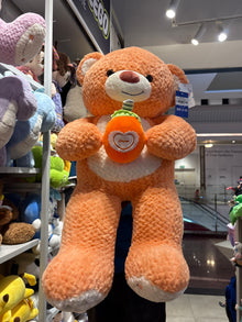 Large Soft Teddy Bear with Strawberry Heart Detail - 85cm
