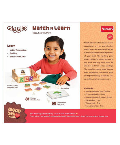 Giggles -Match N Learn, 3-in-1 Wooden Educational Toy