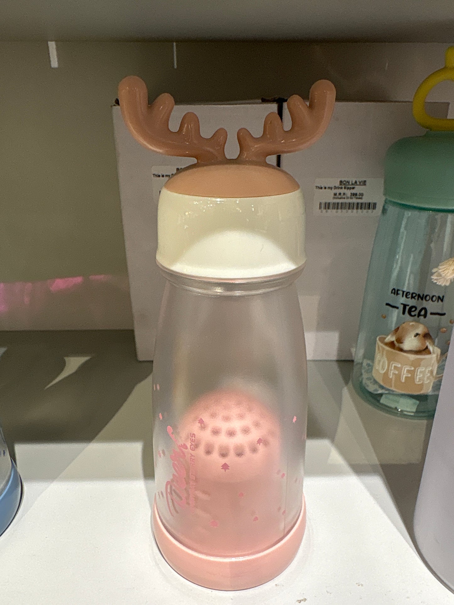 300ML PLASTIC BOTTLE WITH REINDEER HORNS