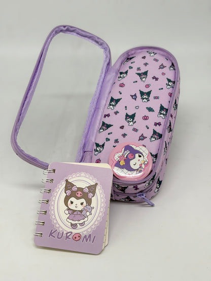 Kuromi Soft Pencil Pouch with Mini Dairy and Kuromi tag