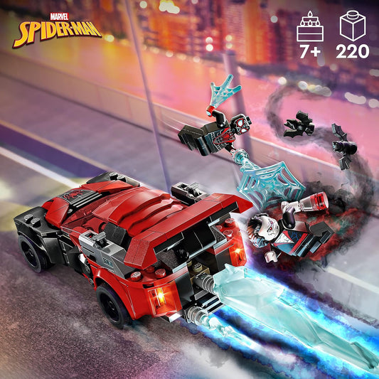 LEGO Marvel Spider-Man Miles Morales vs. Morbius 76244 Building Toy - Featuring Race Car and Action Minifigures, Adventures in The Spiderverse, Movie Inspired Set, Fun for Boys, Girls, and Kids
