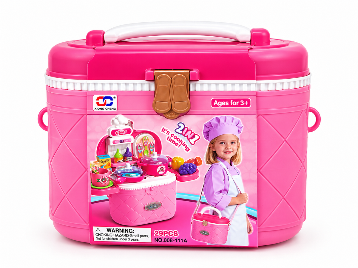 Chef 2-in-1 Kitchen Play Set for Kids, 29 Pcs with Carry Case