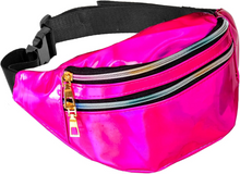 Shiny Holographic Waist Bag with 2 Zipper Pockets and Adjustable Strap