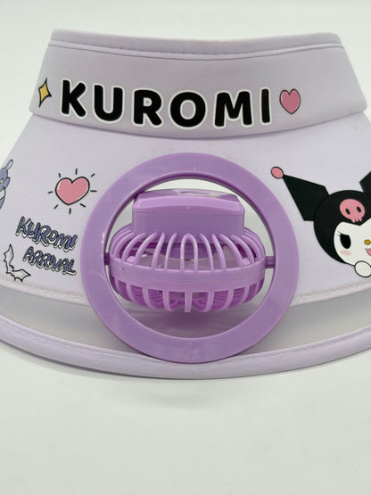 Kuromi Cooling Fan Sun Visor Cap With USB Rechargeable