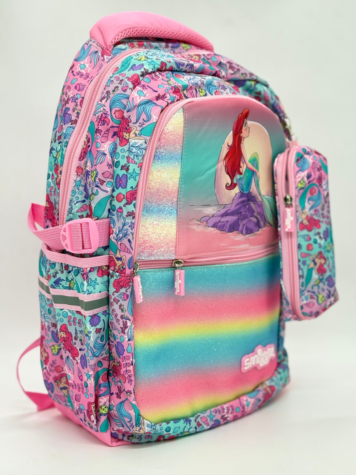 Smiggle Rainbow Mermaid School Backpack 40cm with Pencil Case