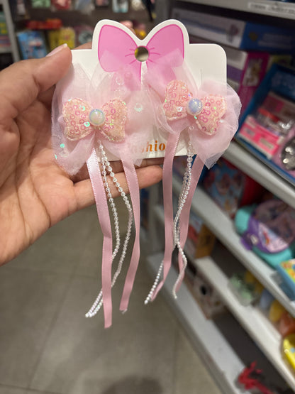 Pearl Bow Hair Clip with Hanging