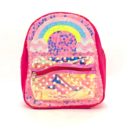 Girls Rainbow Glitter Sequin School Backpack