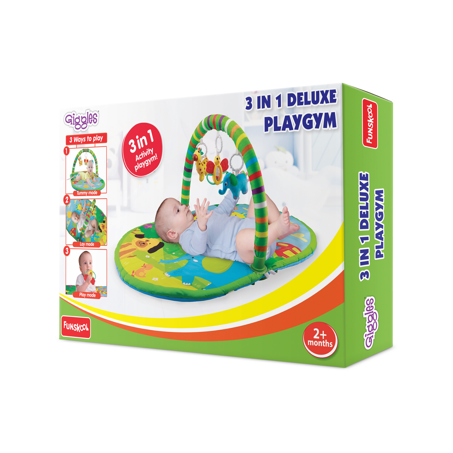 Giggles 3 in 1 Deluxe Play Gym Mat- Green
