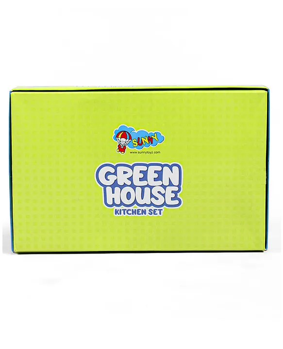 Green House Kids Kitchen Playset with Stainless Steel Utensils