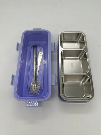 Grab Smart Stainless Steel Bento Lunch Box with Multiple Compartments – Leak-Proof Alphabet Design Tiffin Box