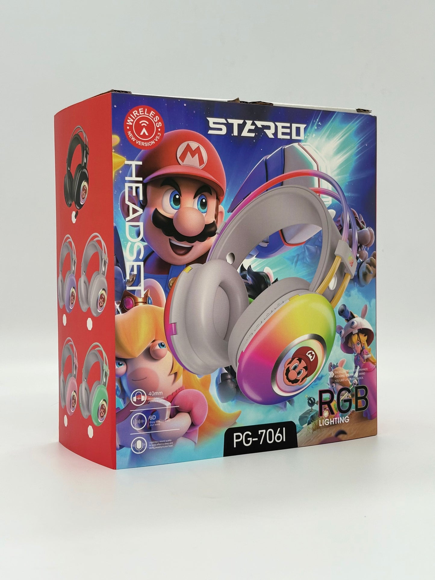 Mario Bluetooth Wireless Headphone with Lighting Effects - Black