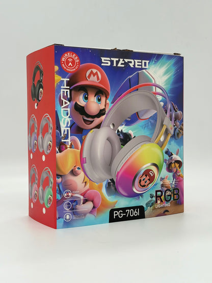 Mario Bluetooth Wireless Headphone with Lighting Effects - Black
