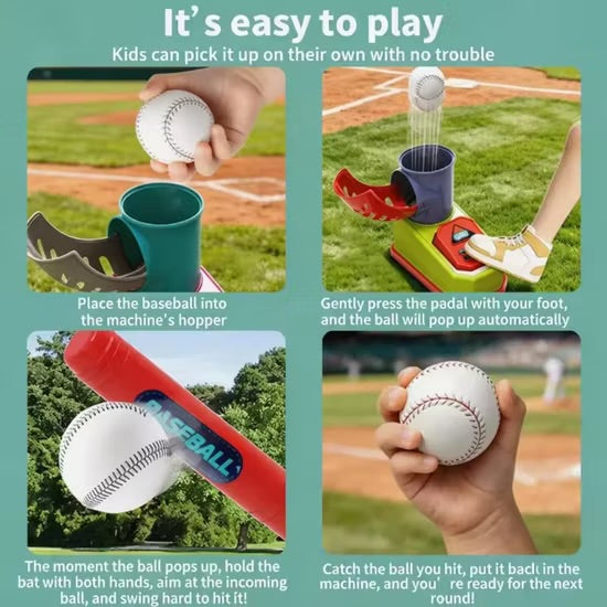 Super Baseball Set for Kids with Foot Pedal Ball Launcher and Bat